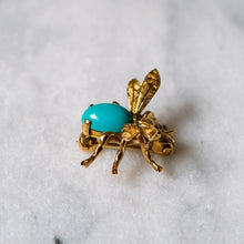Load image into Gallery viewer, 14K Yellow Gold Turquoise Fly Brooch