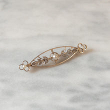 Load image into Gallery viewer, Art Deco 15K White Gold Diamond and Pearl Brooch