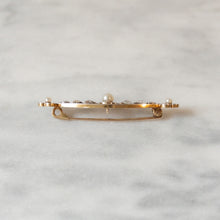 Load image into Gallery viewer, Art Deco 15K White Gold Diamond and Pearl Brooch