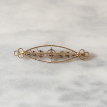 Load image into Gallery viewer, Art Deco 15K White Gold Diamond and Pearl Brooch