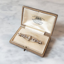 Load image into Gallery viewer, Art Deco 15K White Gold Diamond and Pearl Brooch