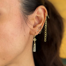 Load image into Gallery viewer, 14K Yellow Gold Ornamental Greek Key Drop Earrings