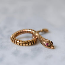 Load image into Gallery viewer, 9K Rose Gold Snake Pendant with Ruby Eyes