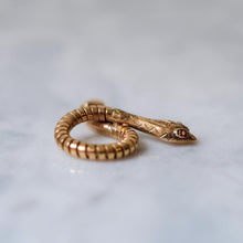 Load image into Gallery viewer, 9K Rose Gold Snake Pendant with Ruby Eyes