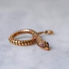 Load image into Gallery viewer, 9K Rose Gold Snake Pendant with Ruby Eyes