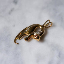 Load image into Gallery viewer, 14K Yellow Gold Diamonds and Rubies Panther Pendant
