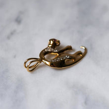 Load image into Gallery viewer, 14K Yellow Gold Diamonds and Rubies Panther Pendant