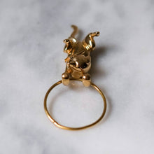 Load image into Gallery viewer, 18K Yellow Gold Hang In There Kitty Kitten Pendant with Sapphire Eyes by Jack Slack