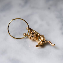 Load image into Gallery viewer, 18K Yellow Gold Hang In There Kitty Kitten Pendant with Sapphire Eyes by Jack Slack