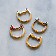 Load image into Gallery viewer, 18K Yellow Gold Eye of the Cat Pink Sapphire Ears Kitty Charm Enhancer