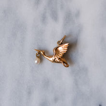 Load image into Gallery viewer, 9K Yellow Gold Stork with Pearl Charm