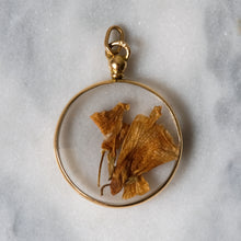 Load image into Gallery viewer, Antique 14K Yellow Gold Round Frame Glass Keepsake Locket with Dried Flower