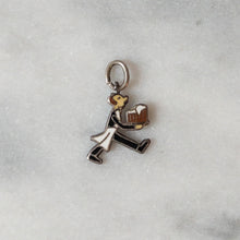 Load image into Gallery viewer, Vintage 1950s Silver and Enamel Waiter Carrying Beer Charm