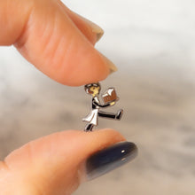 Load image into Gallery viewer, Vintage 1950s Silver and Enamel Waiter Carrying Beer Charm