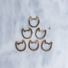 Load image into Gallery viewer, 18K Yellow Gold Eye of the Cat Emerald Kitty Charm Enhancer