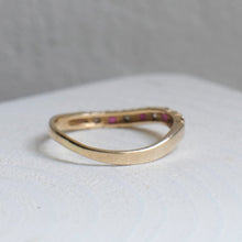 Load image into Gallery viewer, 14K Yellow Gold Wavy Ruby & Diamond Stacking Band Size US 4.5 / UK I.5