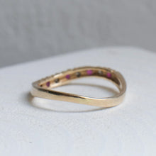 Load image into Gallery viewer, 14K Yellow Gold Wavy Ruby & Diamond Stacking Band Size US 4.5 / UK I.5