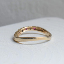 Load image into Gallery viewer, 14K Yellow Gold Wavy Ruby & Diamond Stacking Band Size US 4.5 / UK I.5