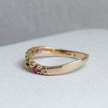 Load image into Gallery viewer, 14K Yellow Gold Wavy Ruby & Diamond Stacking Band Size US 4.5 / UK I.5