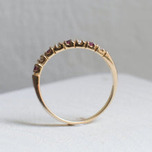 Load image into Gallery viewer, 14K Yellow Gold Wavy Ruby & Diamond Stacking Band Size US 4.5 / UK I.5