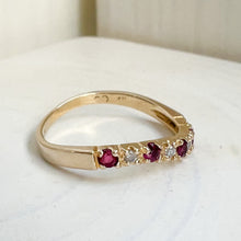 Load image into Gallery viewer, 14K Yellow Gold Wavy Ruby & Diamond Stacking Band Size US 4.5 / UK I.5