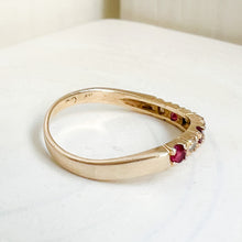 Load image into Gallery viewer, 14K Yellow Gold Wavy Ruby & Diamond Stacking Band Size US 4.5 / UK I.5