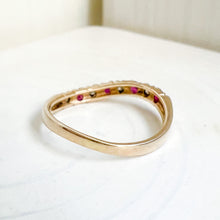 Load image into Gallery viewer, 14K Yellow Gold Wavy Ruby & Diamond Stacking Band Size US 4.5 / UK I.5