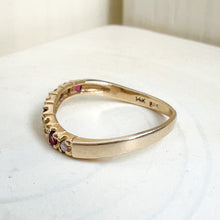 Load image into Gallery viewer, 14K Yellow Gold Wavy Ruby & Diamond Stacking Band Size US 4.5 / UK I.5