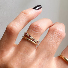 Load image into Gallery viewer, 14K Yellow Gold Wavy Ruby & Diamond Stacking Band Size US 4.5 / UK I.5
