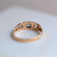 Load image into Gallery viewer, Victorian 15K Rose Gold Diamond Amethyst and Ruby Ring Size US 7.5 / UK O.5