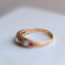 Load image into Gallery viewer, Victorian 15K Rose Gold Diamond Amethyst and Ruby Ring Size US 7.5 / UK O.5