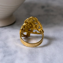 Load image into Gallery viewer, Art Nouveau 18K Yellow Gold Enamel Hibiscus Flower Ring