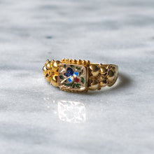 Load image into Gallery viewer, 18K Yellow Gold Georgian Floral Enamel Poison Ring