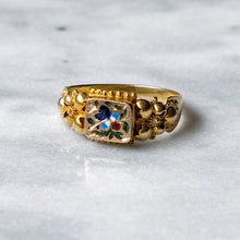 Load image into Gallery viewer, 18K Yellow Gold Georgian Floral Enamel Poison Ring