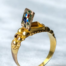 Load image into Gallery viewer, 18K Yellow Gold Georgian Floral Enamel Poison Ring