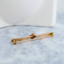 Load image into Gallery viewer, Edwardian 10K Rose Gold Purple Garnet Bar Brooch