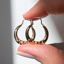 Load image into Gallery viewer, Vintage 1920s 14K Yellow Gold Bow Hoop Earrings