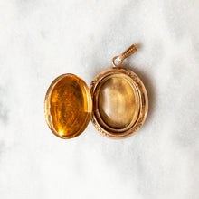 Load image into Gallery viewer, Antique 14K Rose Gold Oval Hand-Engraved Locket