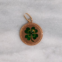 Load image into Gallery viewer, Antique 14K Rose Gold Enamel Lucky Four Leaf Clover Pendant