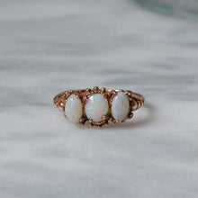 Load image into Gallery viewer, Vintage 9K Rose Gold 3-Stone Opal Ring