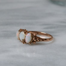 Load image into Gallery viewer, Vintage 9K Rose Gold 3-Stone Opal Ring