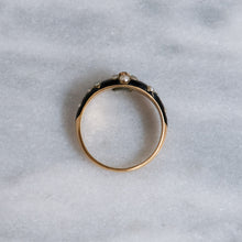 Load image into Gallery viewer, Antique Victorian 18K Yellow Gold Pearl and Diamond Enamel Forget-Me-Not Mourning Ring