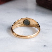 Load image into Gallery viewer, Antique Victorian 18K Yellow Gold Pearl and Diamond Enamel Forget-Me-Not Mourning Ring