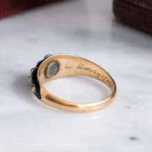 Load image into Gallery viewer, Antique Victorian 18K Yellow Gold Pearl and Diamond Enamel Forget-Me-Not Mourning Ring