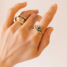 Load image into Gallery viewer, 18K Yellow Gold Georgian Floral Enamel Poison Ring