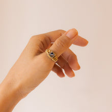 Load image into Gallery viewer, 18K Yellow Gold Georgian Floral Enamel Poison Ring