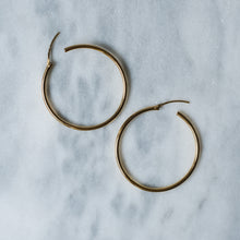 Load image into Gallery viewer, 18K Yellow Gold 1.25" Hoop Earrings