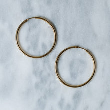 Load image into Gallery viewer, 18K Yellow Gold 1.25" Hoop Earrings