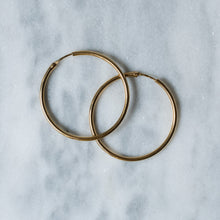 Load image into Gallery viewer, 18K Yellow Gold 1.25" Hoop Earrings