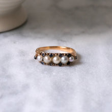 Load image into Gallery viewer, Antique 18K Rose Gold Pearl and Sapphire Ring